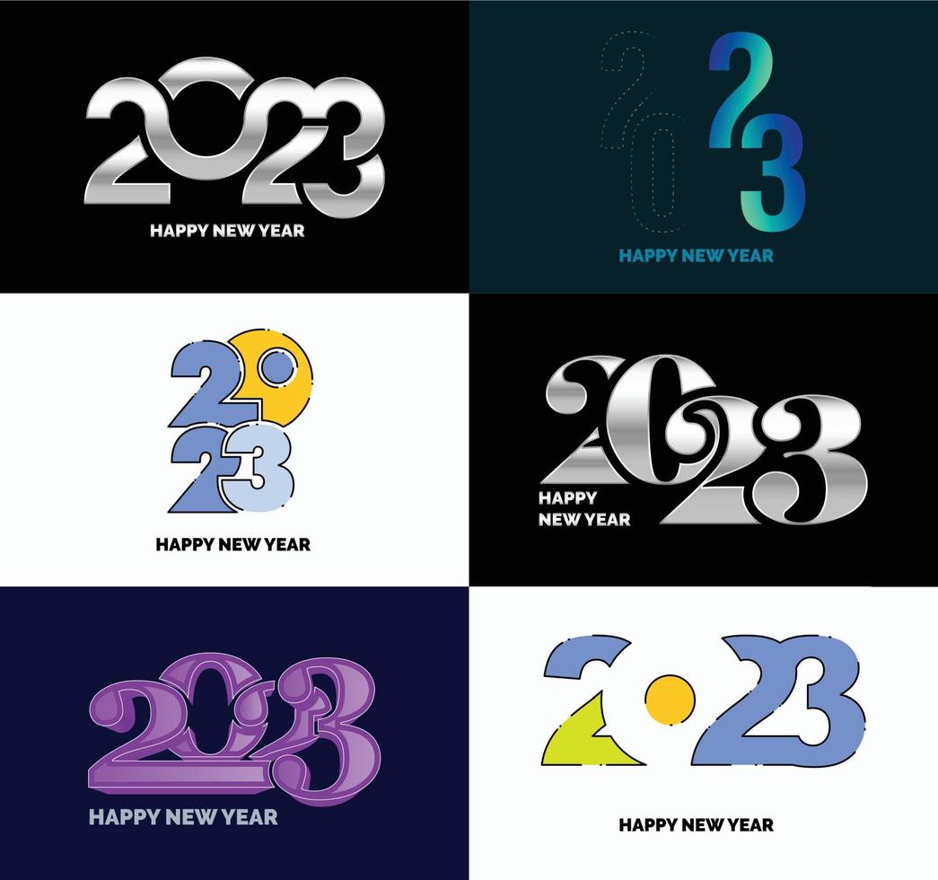 Big Collection of 2023 Happy New Year symbols Cover of business diary for 2023 with wishes vector
