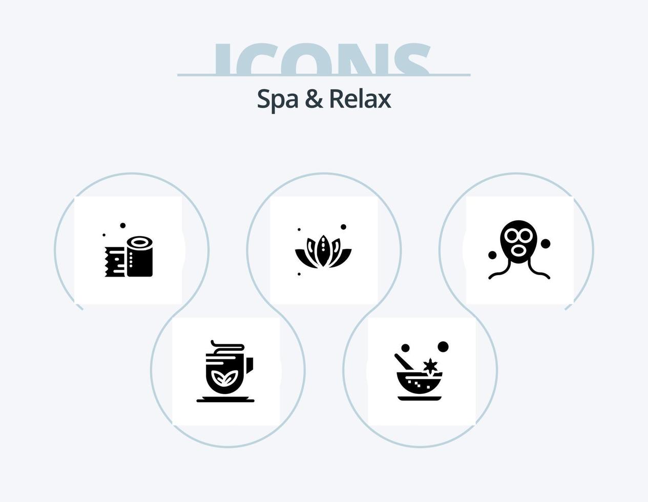 Spa And Relax Glyph Icon Pack 5 Icon Design. leaf . mortar . tissue roll. paper roll vector