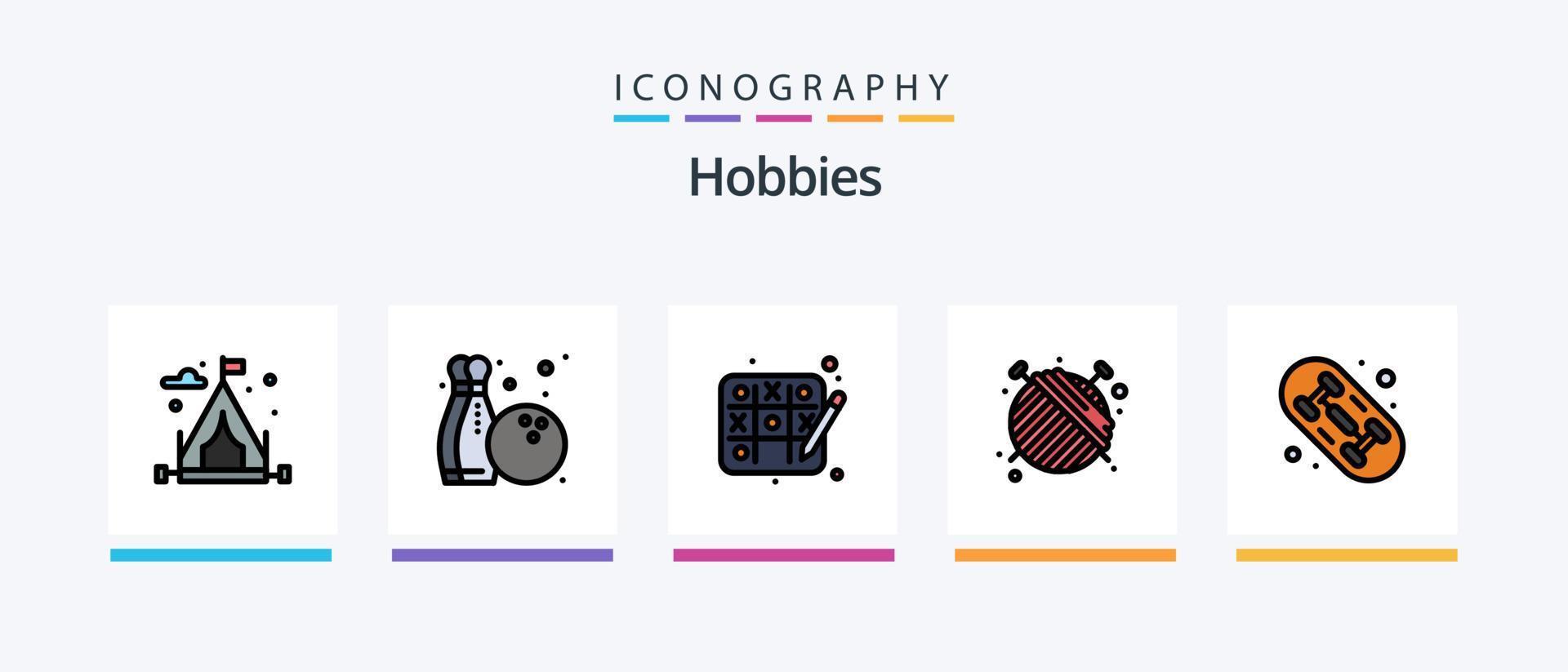 Hobbies Line Filled 5 Icon Pack Including . hobby. hobbies. hobbies. hobbies. Creative Icons Design vector