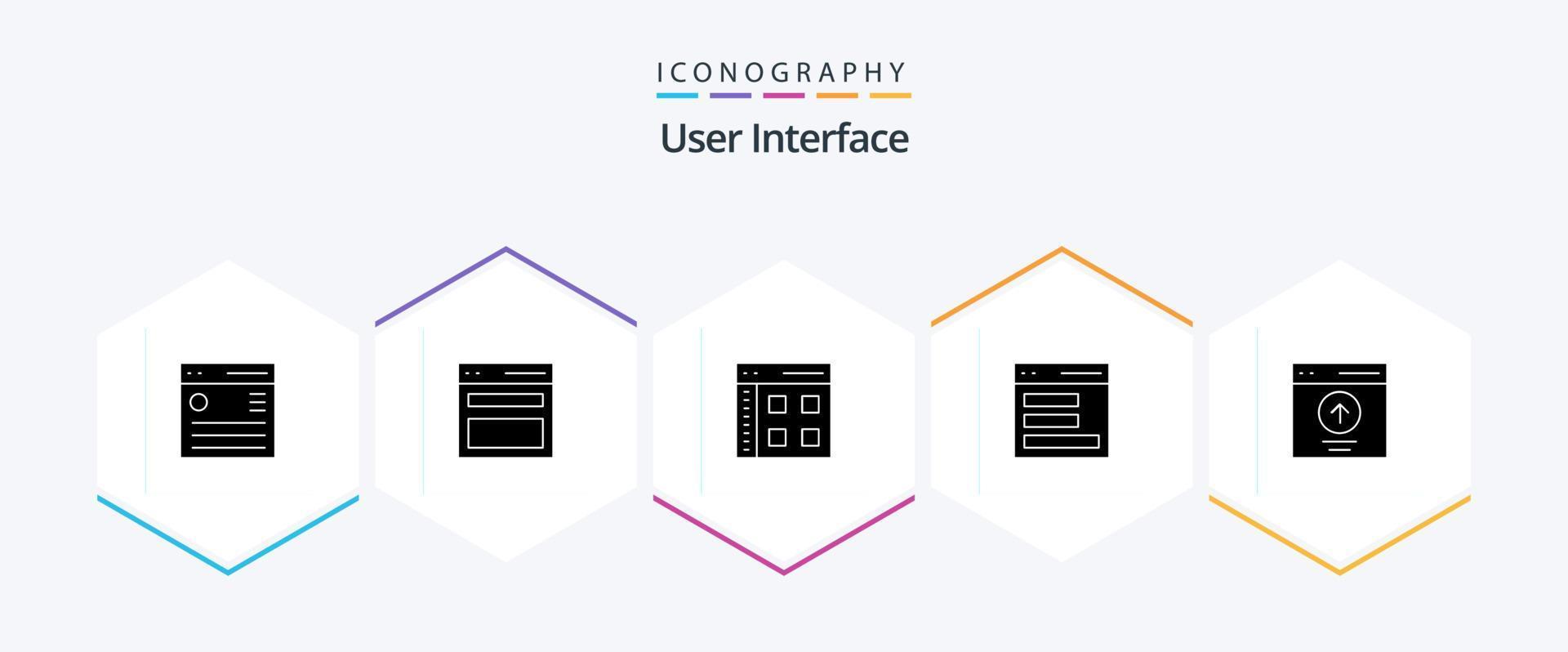 User Interface 25 Glyph icon pack including interface. communication. user. web. interface vector