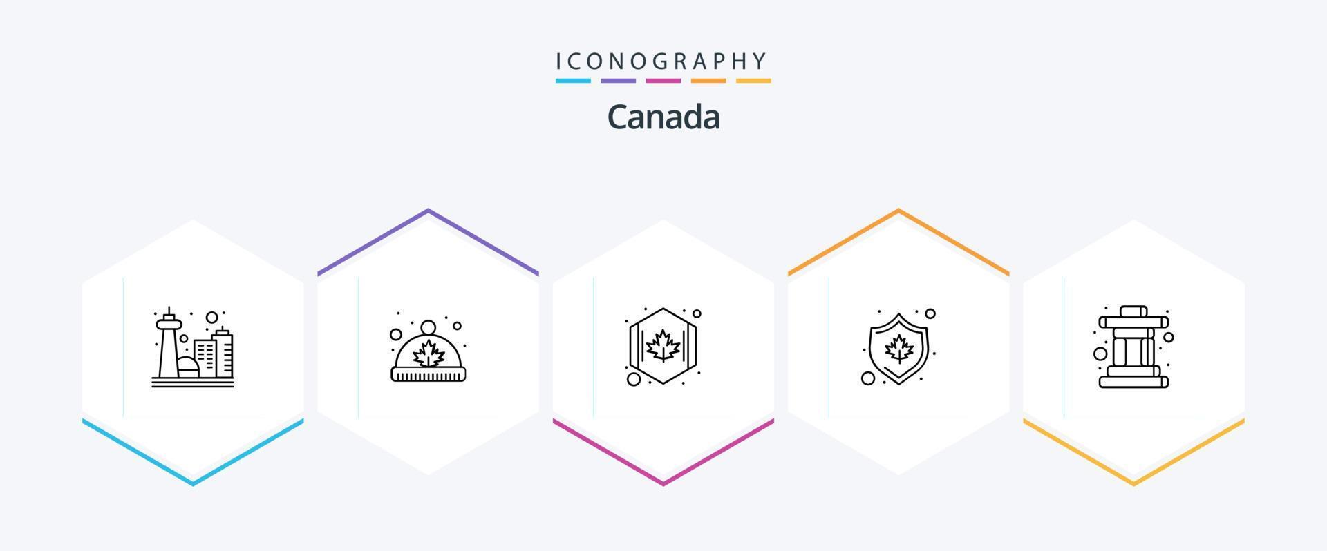 paquete de iconos de 25 líneas de canadá que incluye inukshuk. blindaje. Canadá. seguridad. Canadá vector