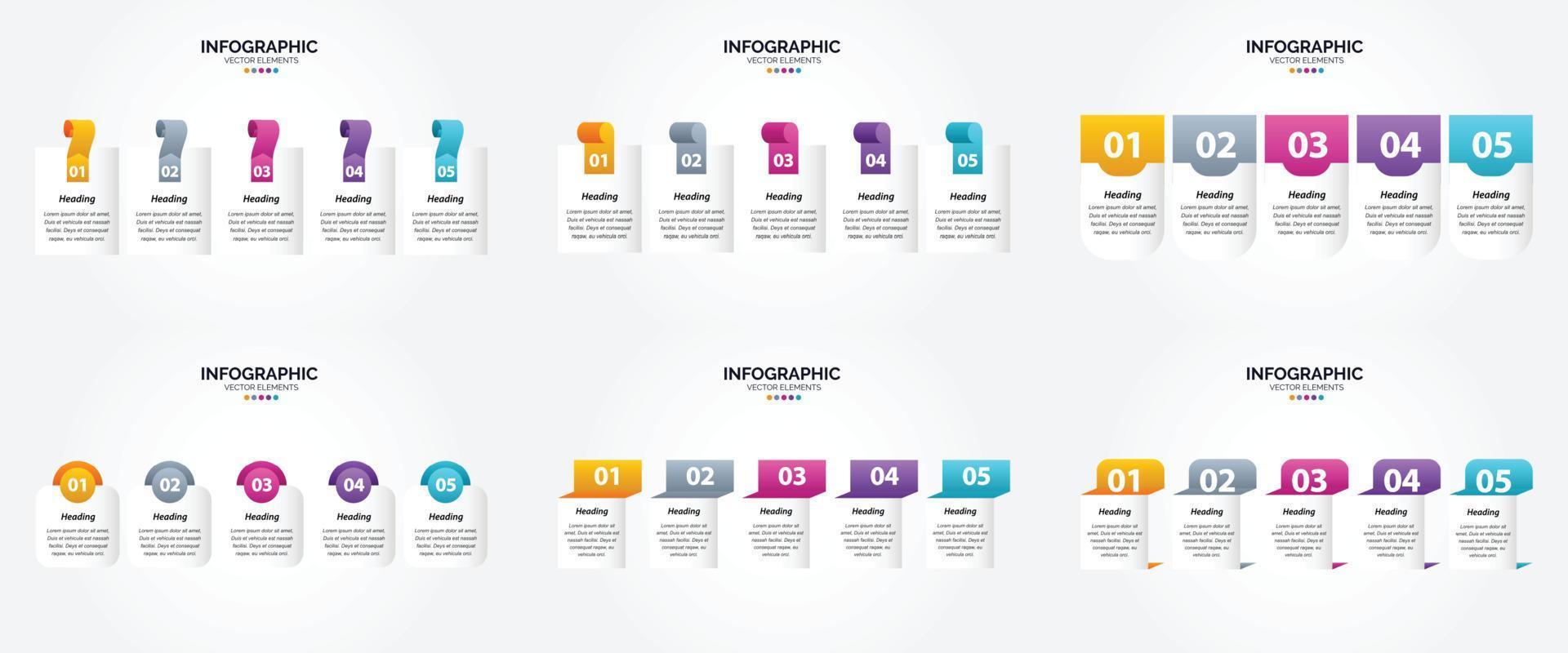 ilustración vectorial infografía conjunto de diseño plano para folleto publicitario y revista vector