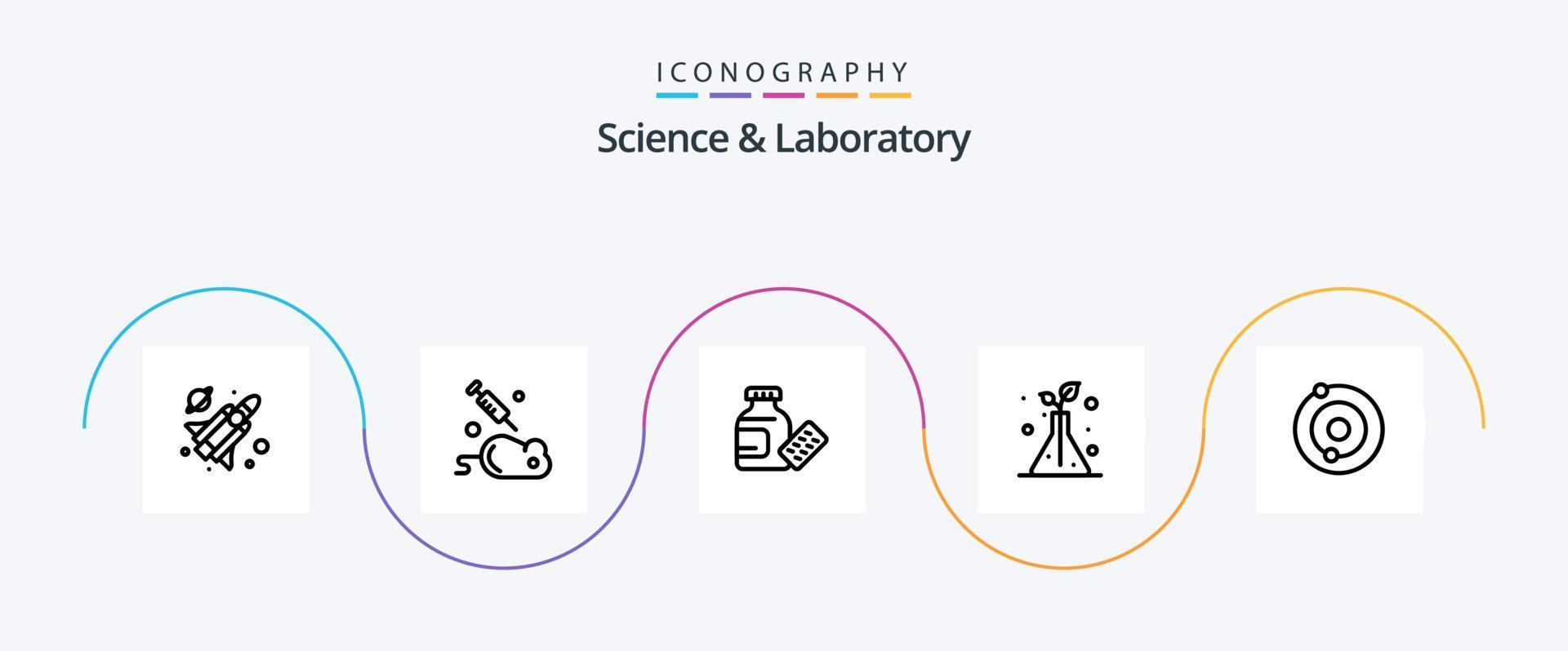 paquete de iconos de la línea de ciencia 5 que incluye . universo. medicamento. sistema. árboles vector