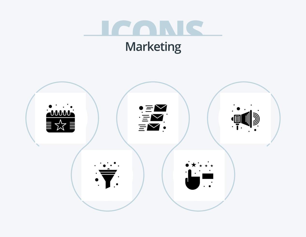 paquete de iconos de glifo de marketing 5 diseño de iconos. . promoción. evento. anunciar. envío vector