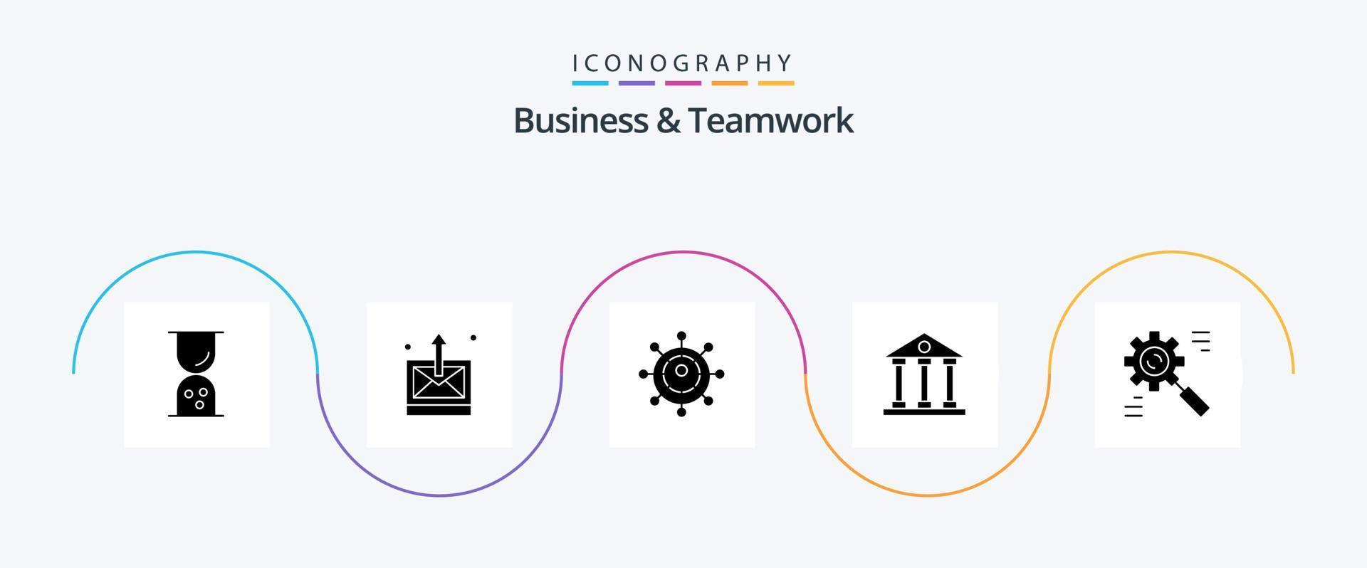 Business And Teamwork Glyph 5 Icon Pack Including finance and business. columns. technology. banking. technology vector