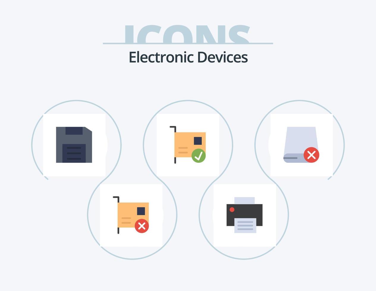 dispositivos flat icon pack 5 diseño de iconos. conectado. tarjeta. hardware. artilugio. desct vector