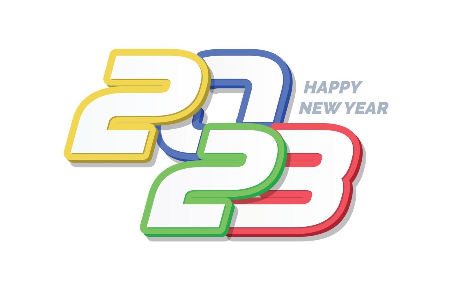 Diseño de logotipo 3d feliz año nuevo 2023 vector