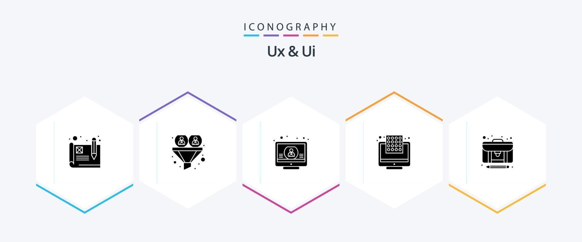 Ux And Ui 25 Glyph icon pack including article. inch. account. dpi. tick vector