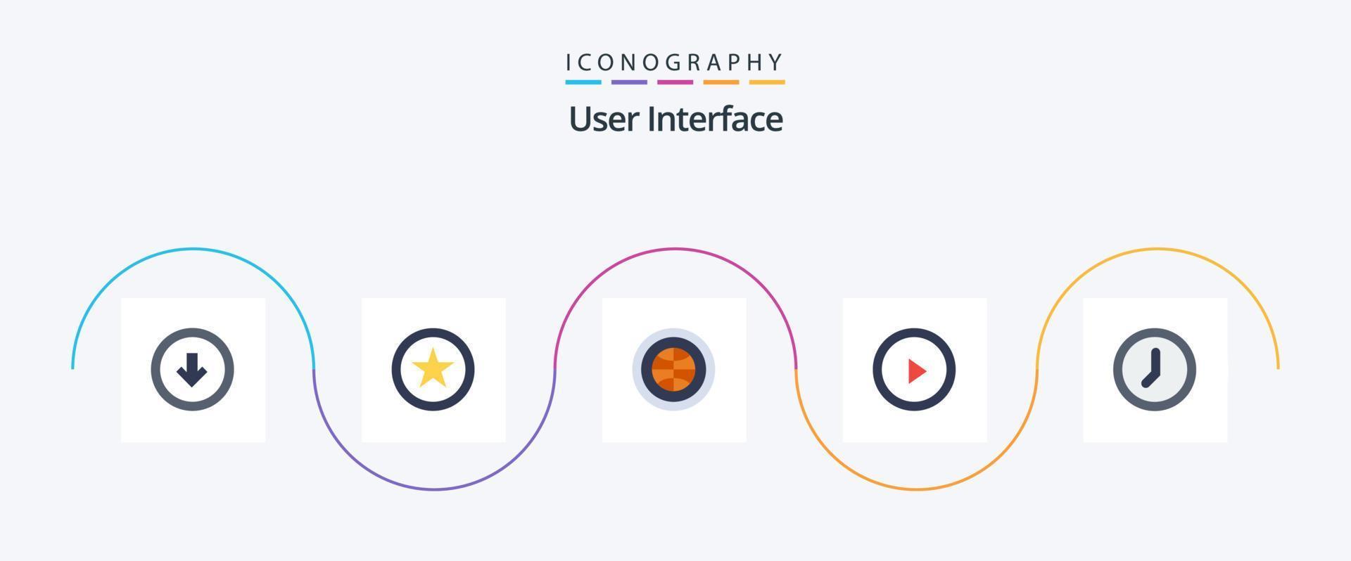 User Interface Flat 5 Icon Pack Including interface. user. globe. play. web vector