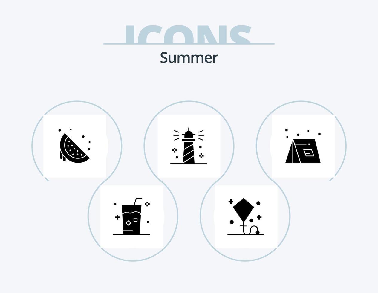 Summer Glyph Icon Pack 5 Icon Design. ocean. beach. summer. watermelon. summer vector