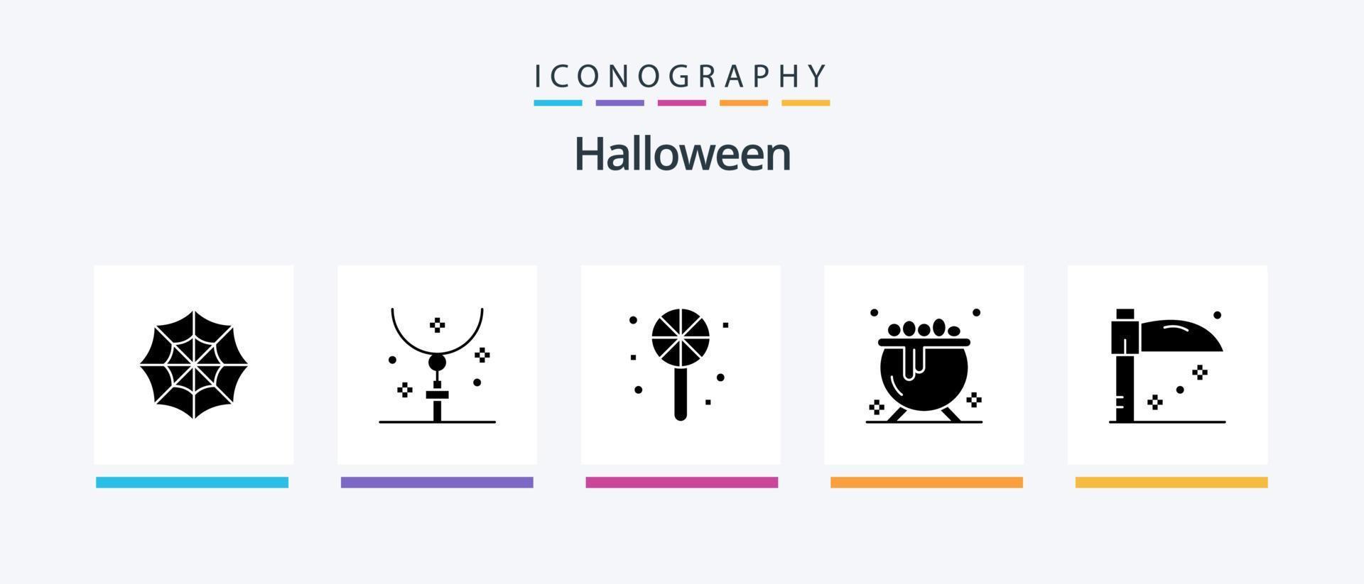 paquete de iconos de glifo 5 de halloween que incluye. día festivo. dulce. Víspera de Todos los Santos. Víspera de Todos los Santos. diseño de iconos creativos vector