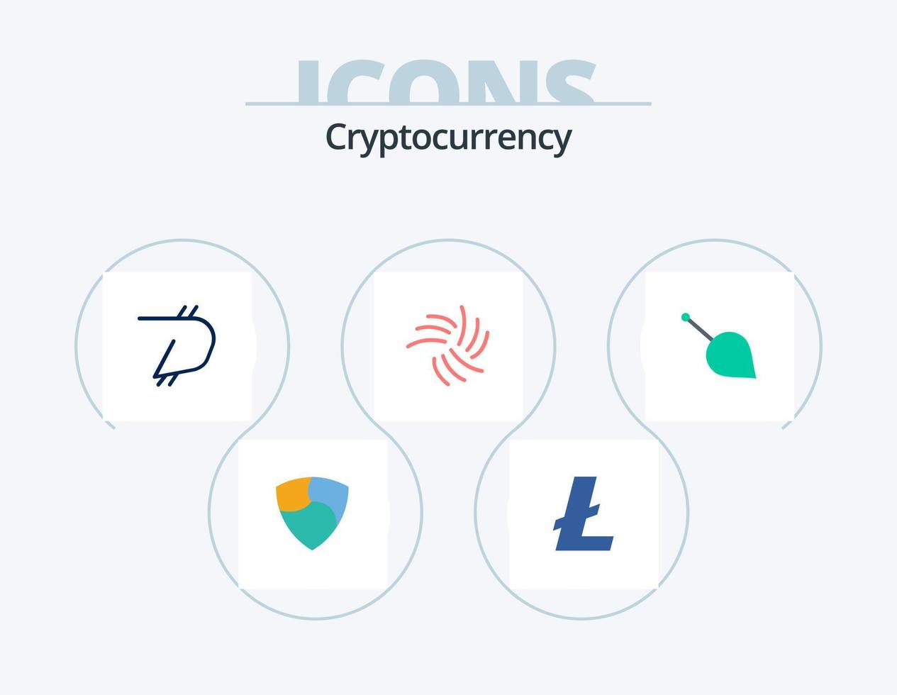 Cryptocurrency Flat Icon Pack 5 Icon Design. coin. crypto currency. digibyte. crypto. iota vector