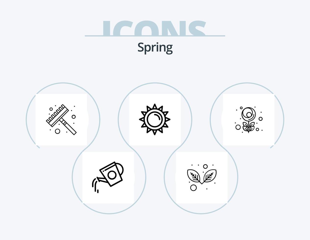 Spring Line Icon Pack 5 Icon Design. umbrella. spring. basket. nature. ecology vector
