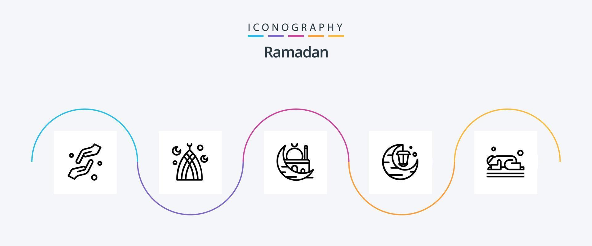 Ramadan Line 5 Icon Pack Including . mosque . month . moon . crescent vector