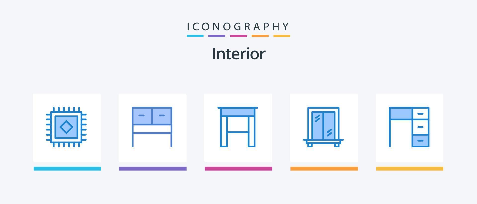 Interior Blue 5 Icon Pack Including . interior. work. interior. Creative Icons Design vector