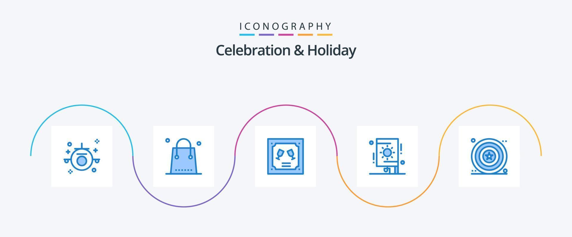 Celebration and Holiday Blue 5 Icon Pack Including celebration. fireworks. shopping. festival. letter vector
