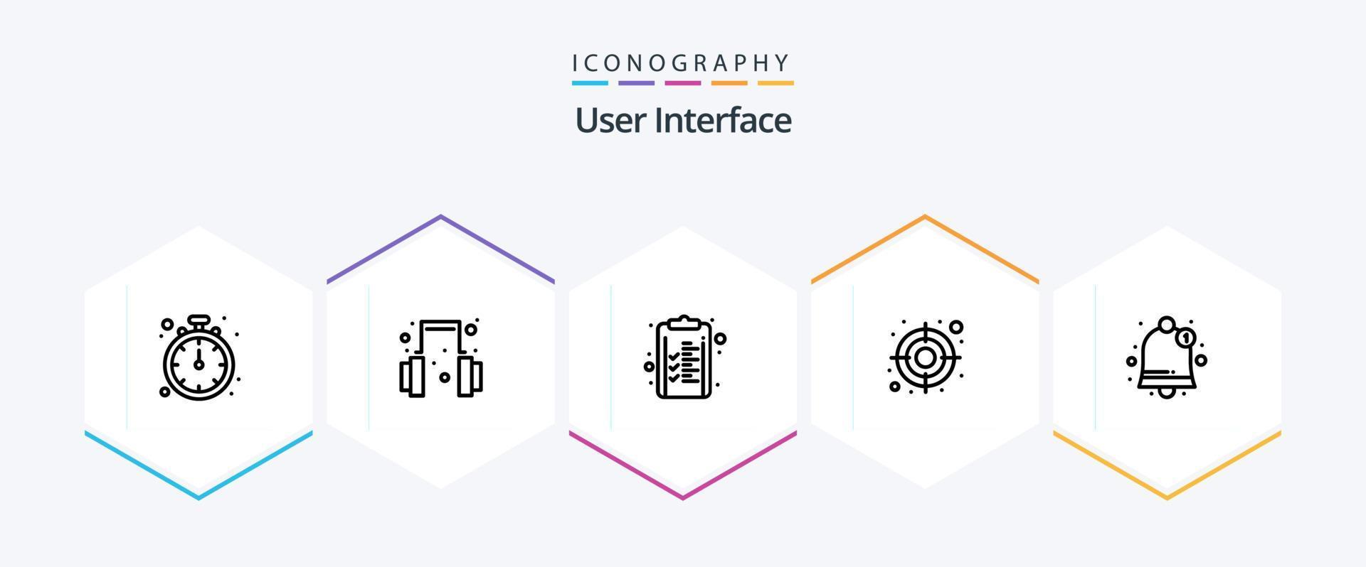 User Interface 25 Line icon pack including . notification. checklist. interface. target vector