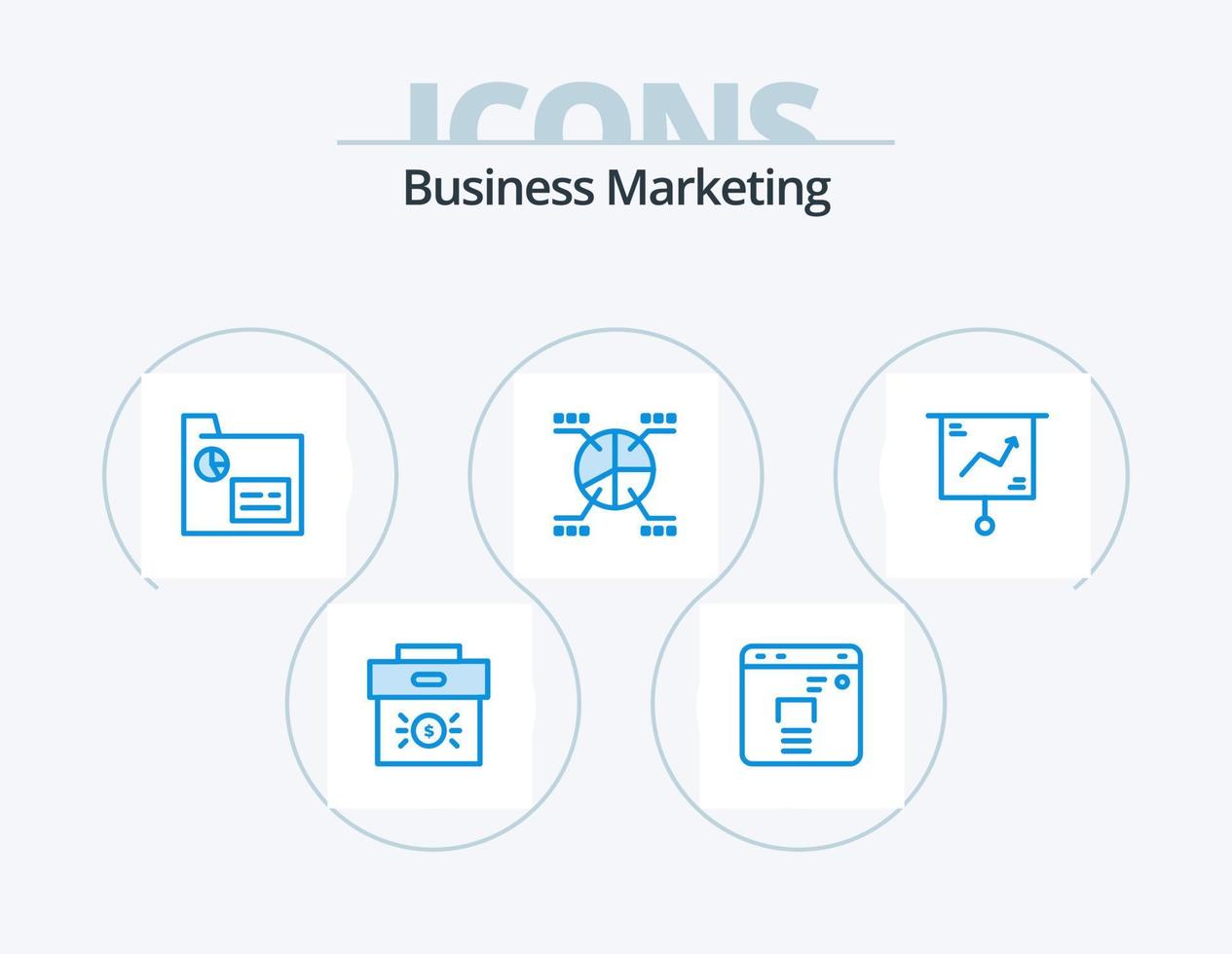 diseño de iconos del paquete de iconos azules de marketing empresarial 5. Estadísticas. gráfico. cuadro. registros vector