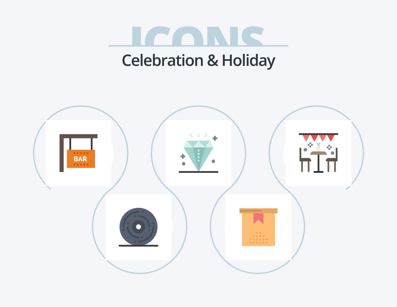 Celebration and Holiday Flat Icon Pack 5 Icon Design. decoration. holiday. present. event. celebration vector