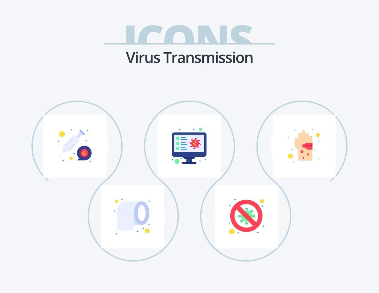 Virus Transmission Flat Icon Pack 5 Icon Design. dirty. virus. coronavirus. scan. computer vector