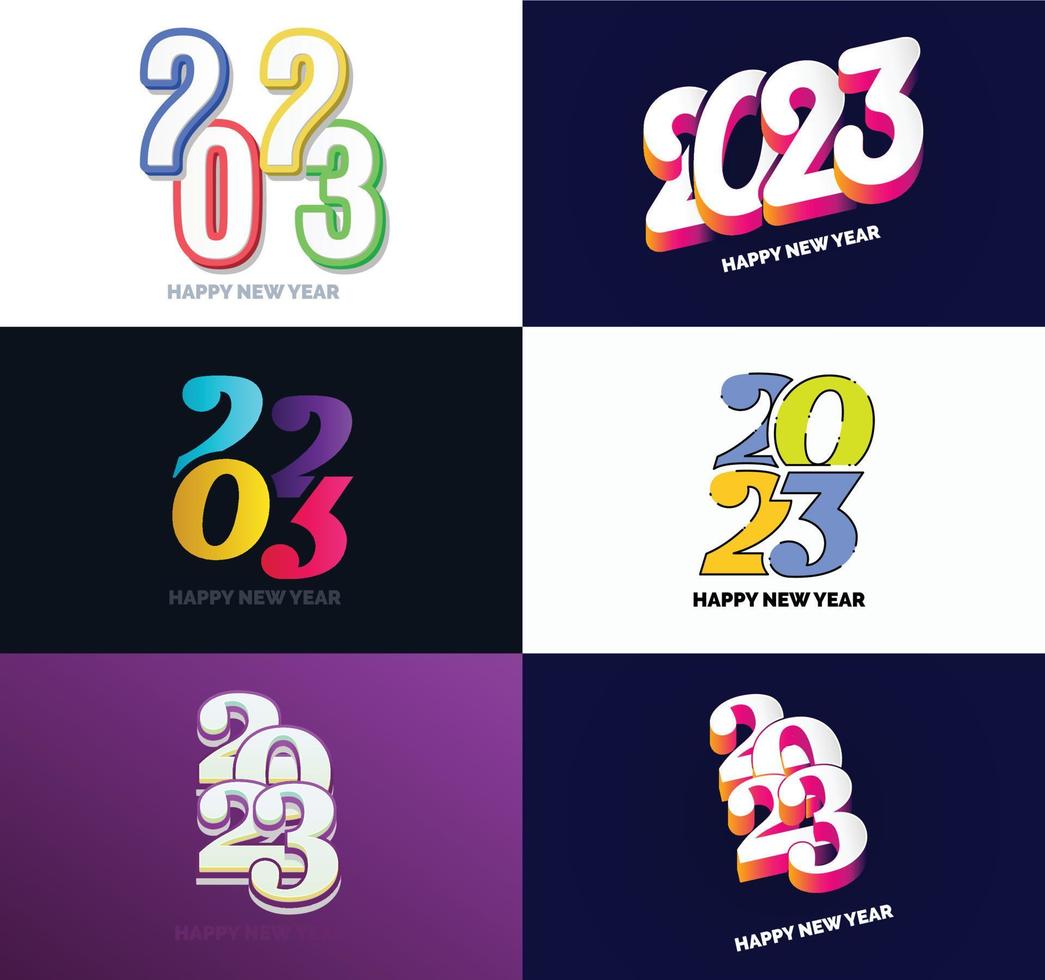 Big Set of 2023 Happy New Year logo text design 2023 number design template vector