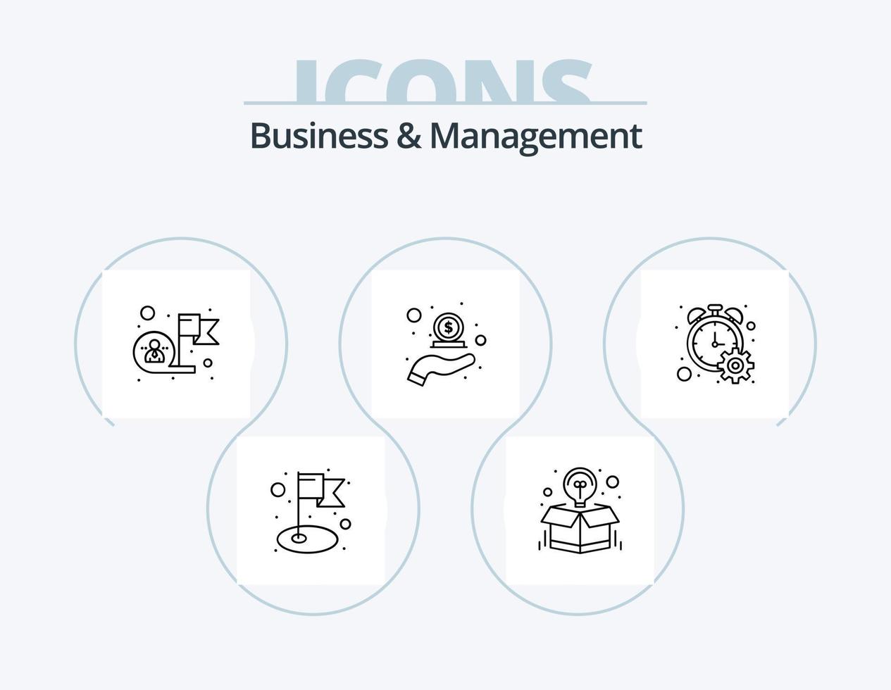 Business And Management Line Icon Pack 5 Icon Design. statistics. chart. coin. cash. hour vector