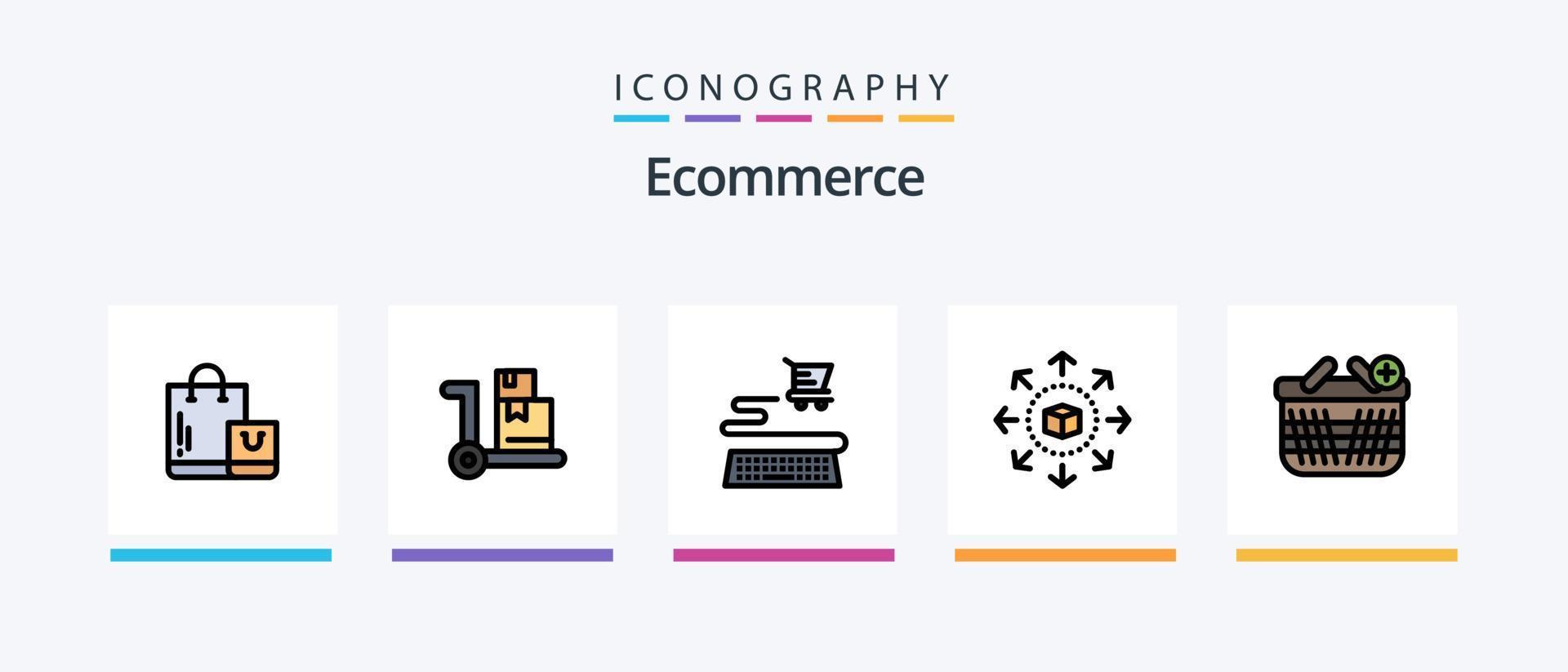 Ecommerce Line Filled 5 Icon Pack Including store. ecommerce. hand. shopping store. eshop. Creative Icons Design vector