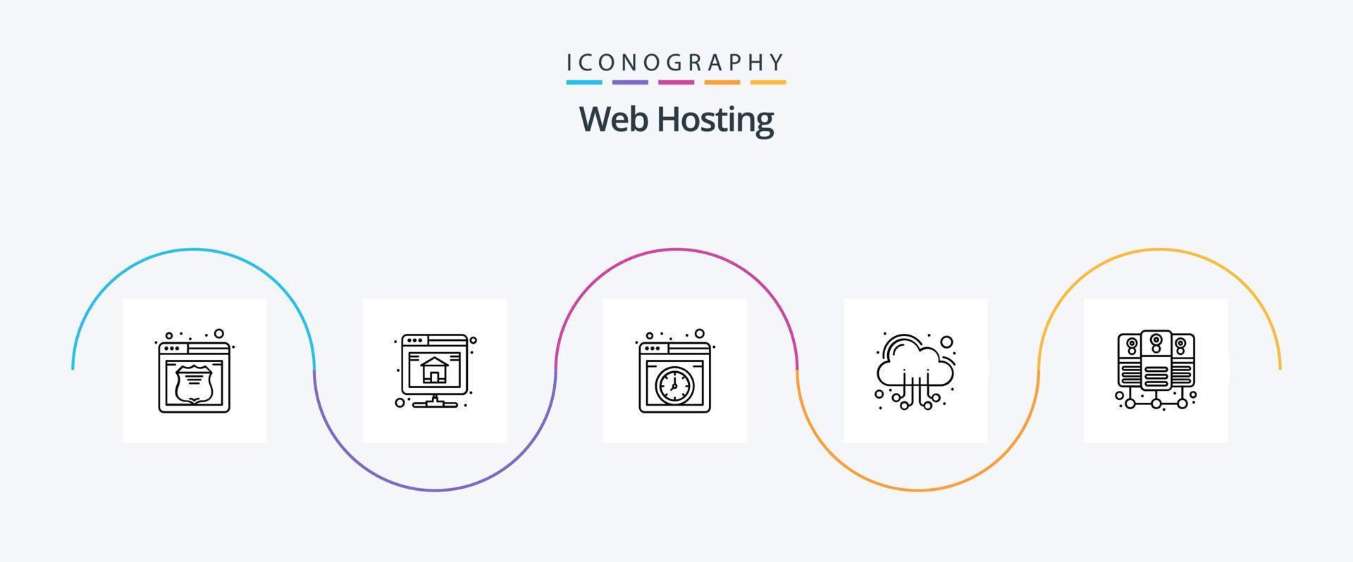 Web Hosting Line 5 Icon Pack Including server hosting. web. cloud. server. cloud vector