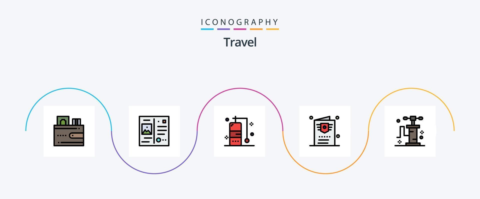 paquete de iconos planos llenos de línea de viaje 5 que incluye viajes. bomba. buceo. viajar. pasaporte vector