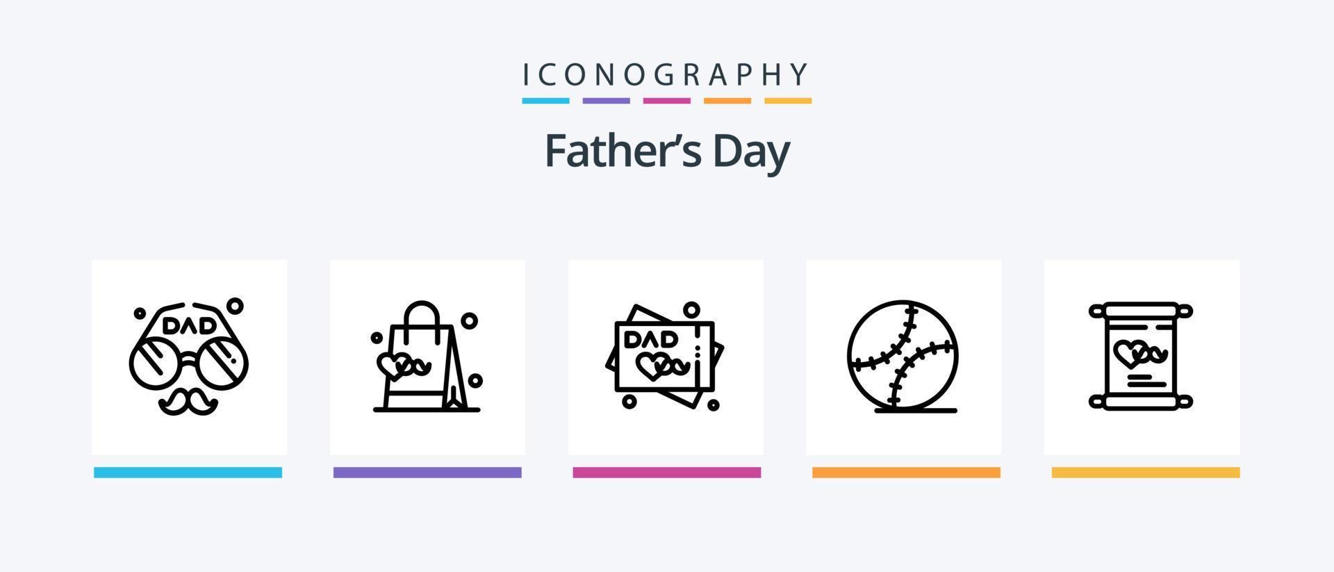 paquete de iconos de la línea 5 del día del padre que incluye oficina. maletín. papá. dia del padre. fecha. diseño de iconos creativos vector