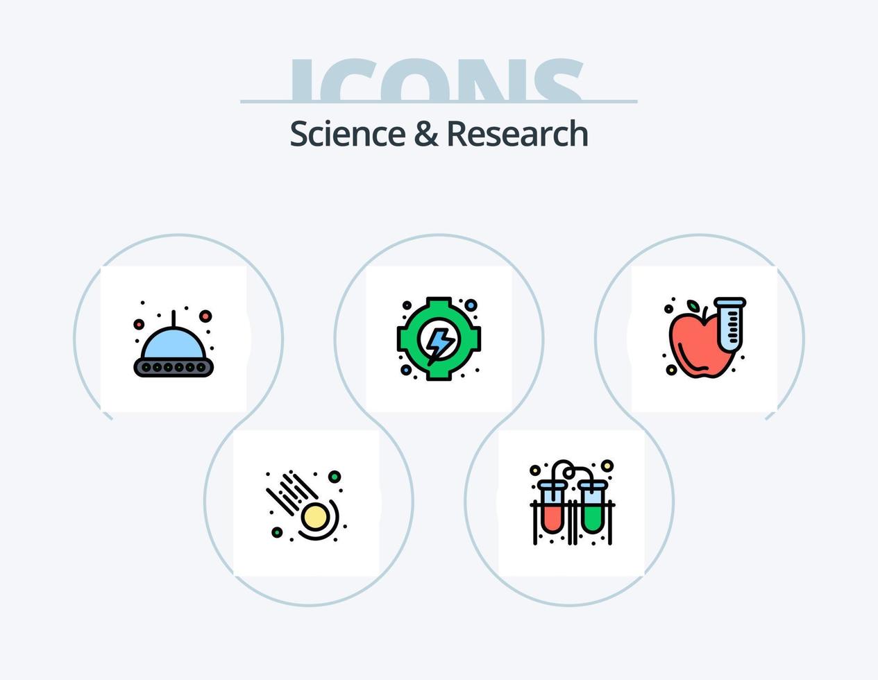 paquete de iconos llenos de línea científica 5 diseño de iconos. idea. ciencia. agua. electricidad. ciencia vector