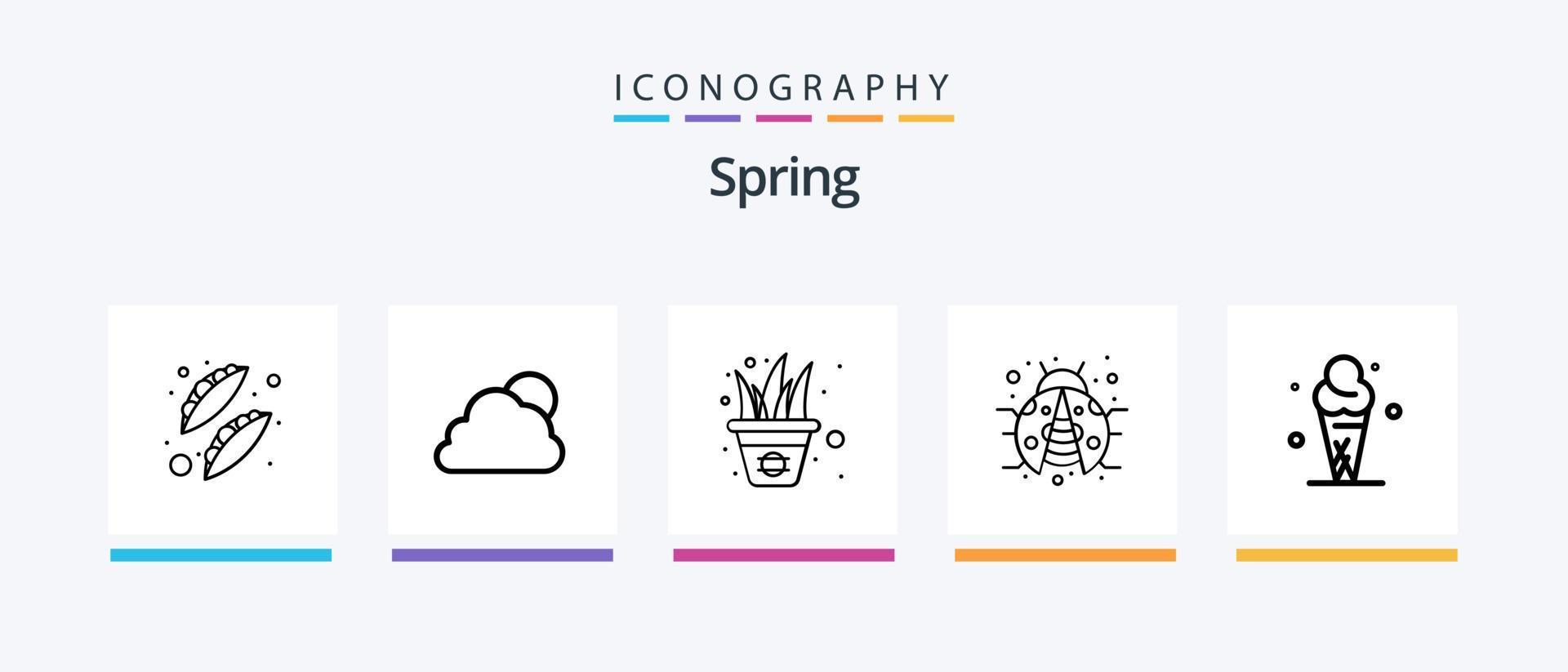 paquete de iconos spring line 5 que incluye planta. hoja. nube. bicho. mariposa. diseño de iconos creativos vector