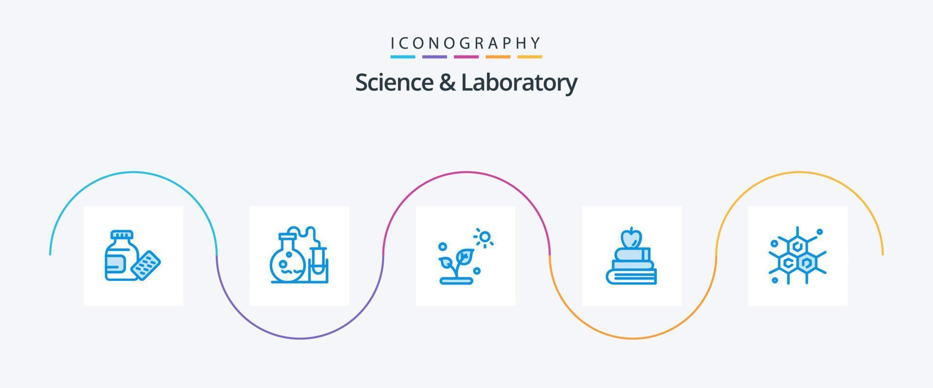 paquete de iconos de ciencia azul 5 que incluye ciencia. químico. planta. ciencia. libros vector