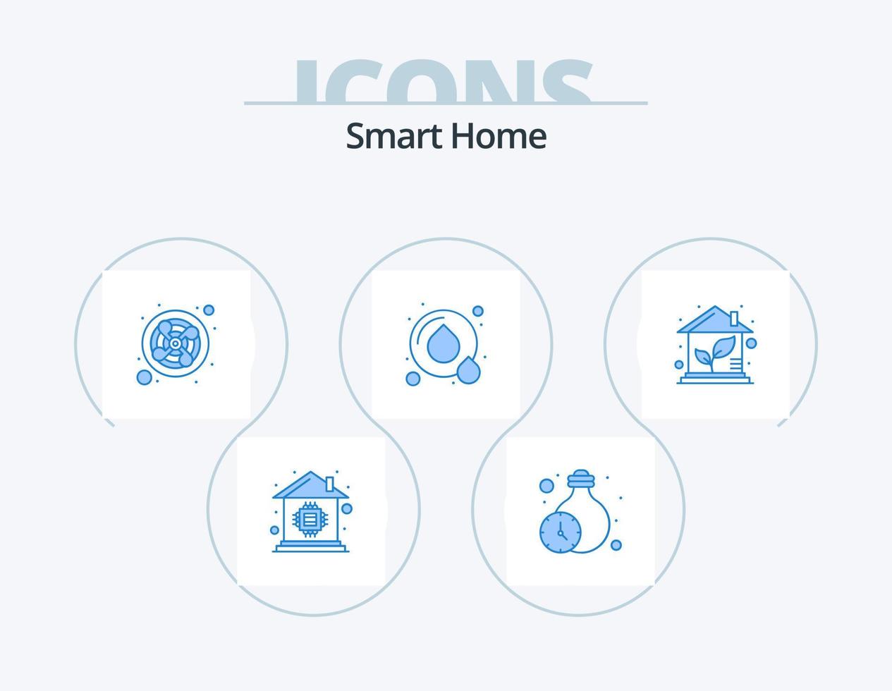 Smart Home Blue Icon Pack 5 Icon Design. green. eco. exhaust. water. recycle vector