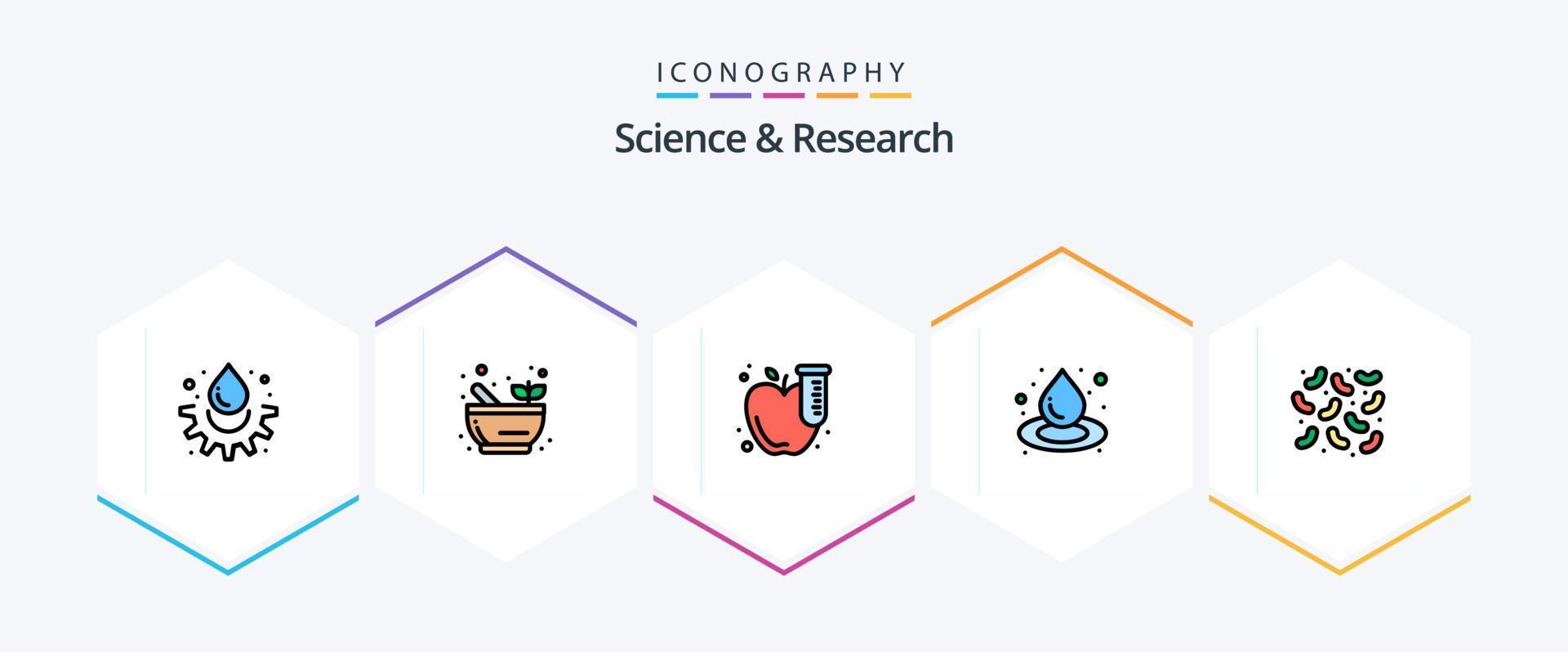 Science 25 FilledLine icon pack including . diseases. test. bacteria. liquid vector