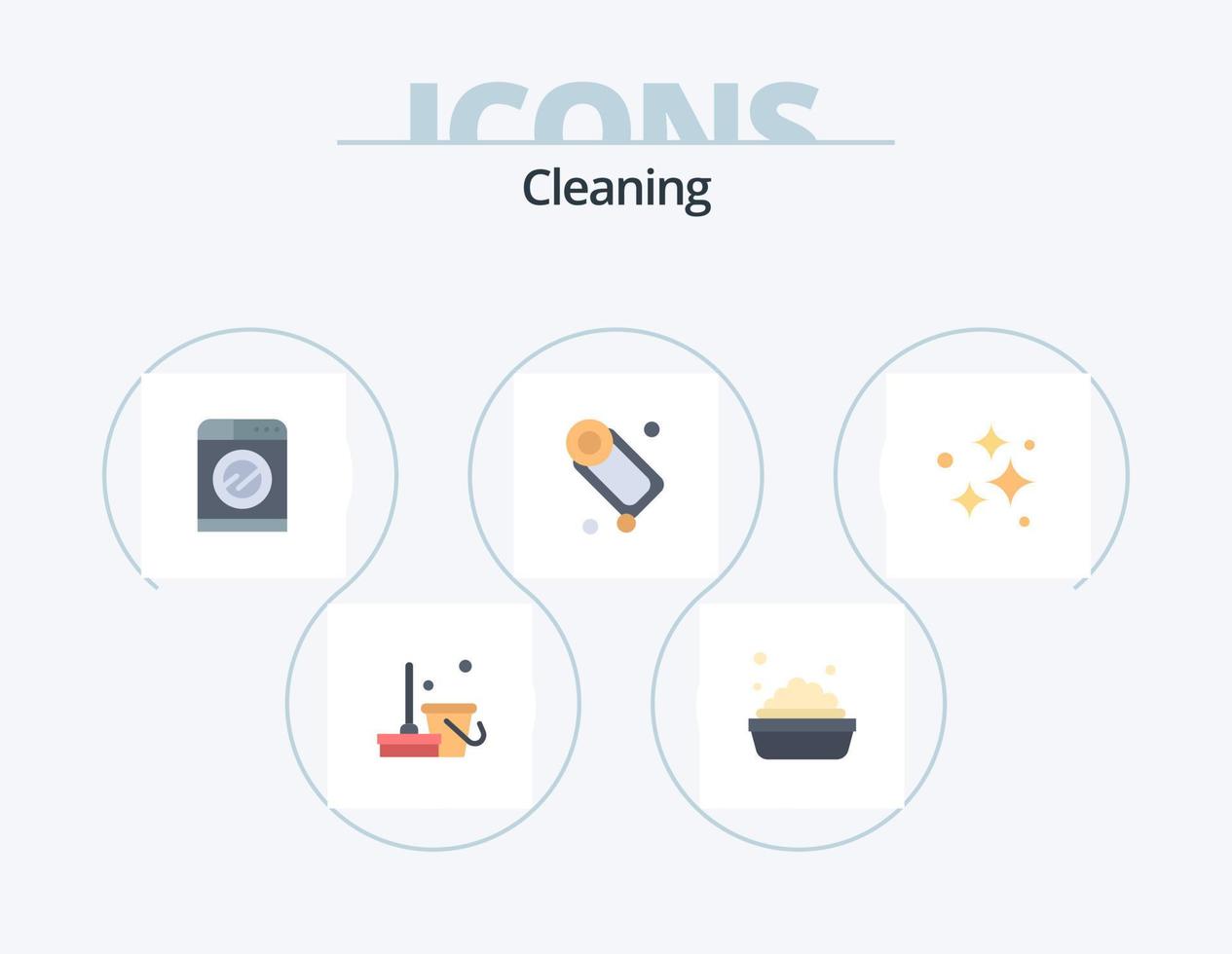 paquete de iconos planos de limpieza 5 diseño de iconos. limpio. limpio. tecnología. jabón. baño vector