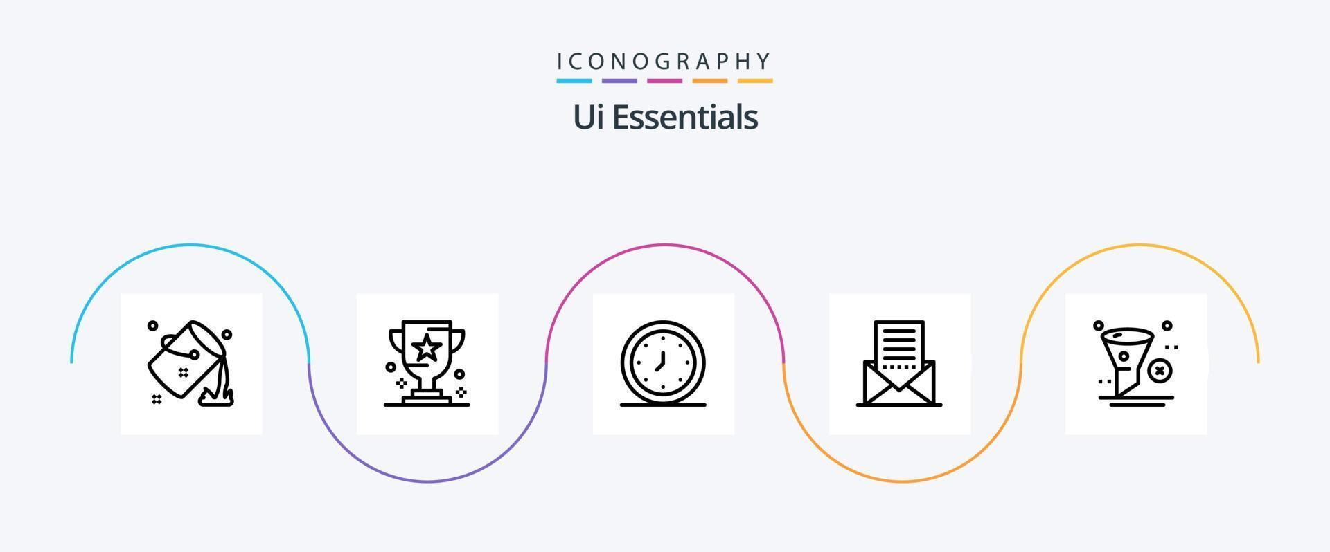 Ui Essentials Line 5 Icon Pack Including envelope. communication. prize. timer. clock vector