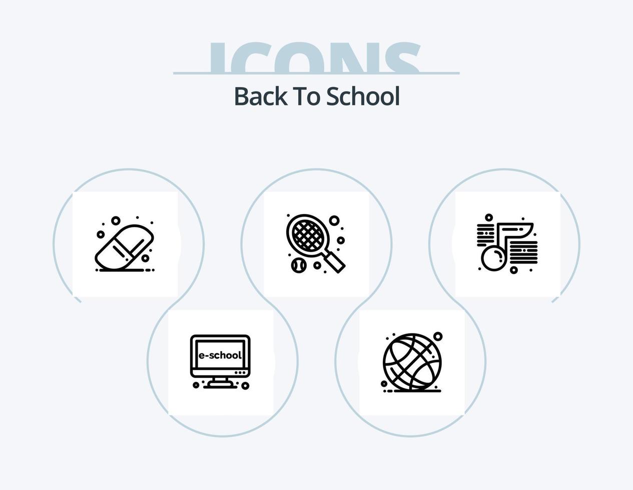 Back To School Line Icon Pack 5 Icon Design. transportation. bus. school. paper. doc vector