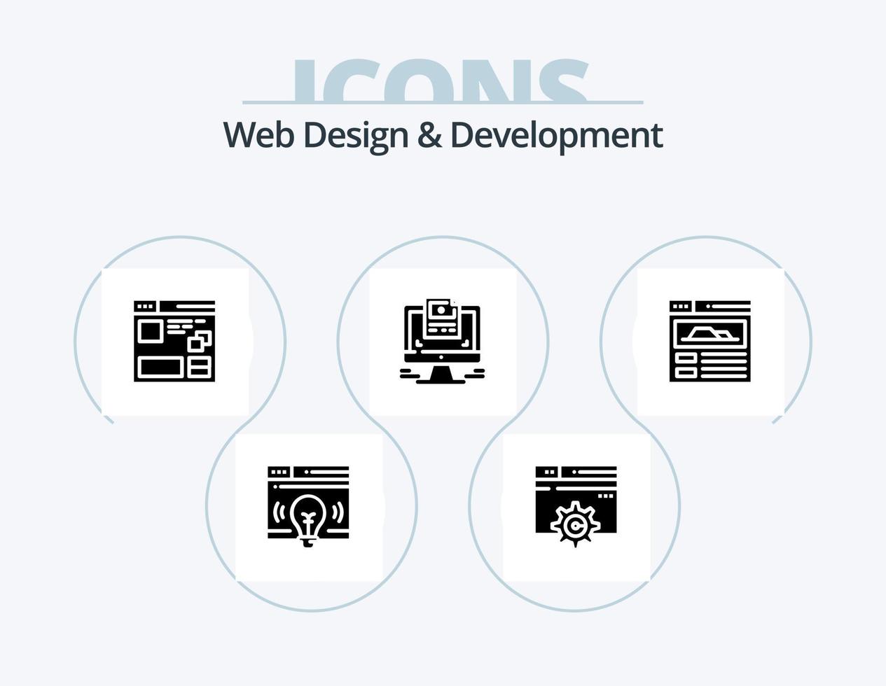 diseño y desarrollo web paquete de iconos de glifos 5 diseño de iconos. pantalla . ventana. engranaje . web Internet vector
