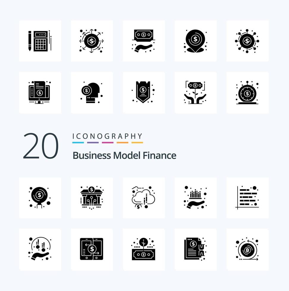 20 Finance Solid Glyph icon Pack like management asset crypto funds donation vector