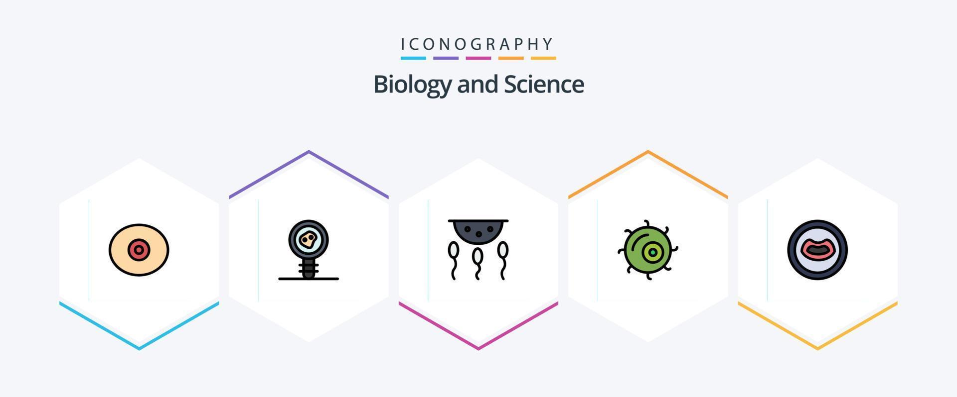 Biology 25 FilledLine icon pack including mouth. anatomy. biology. plant. cell vector