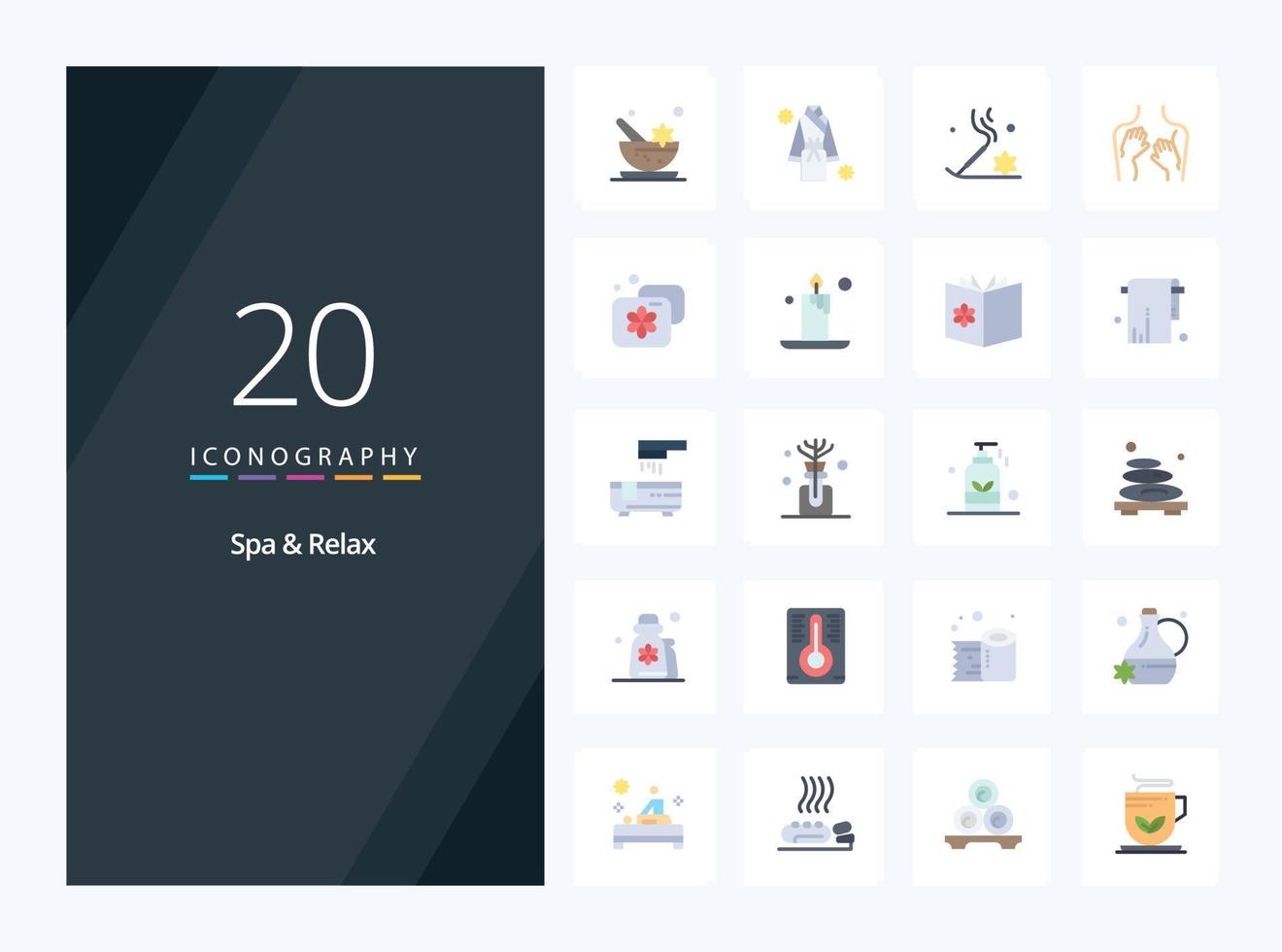 20 spa y relax icono de color plano para presentación vector