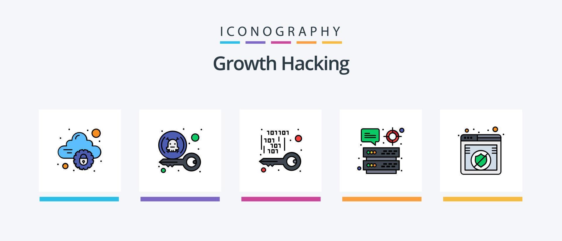 la línea de piratería llenó el paquete de 5 iconos, incluida la caja. seguro. correo electrónico. cerrar con llave. prohibición. diseño de iconos creativos vector