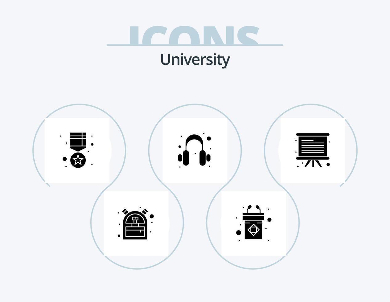 paquete de iconos de glifos universitarios 5 diseño de iconos. junta. oro. apoyo. audio vector