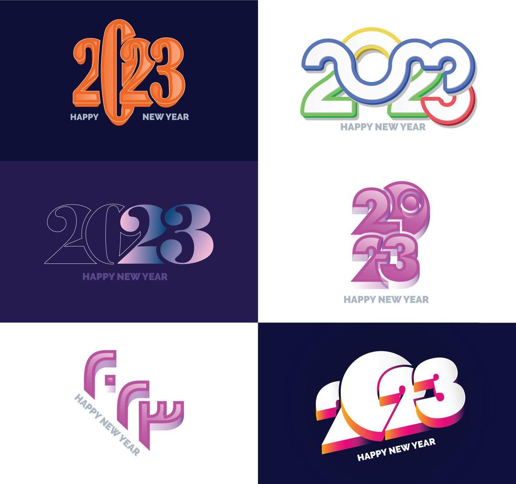 Big Collection of 2023 Happy New Year symbols Cover of business diary for 2023 with wishes vector