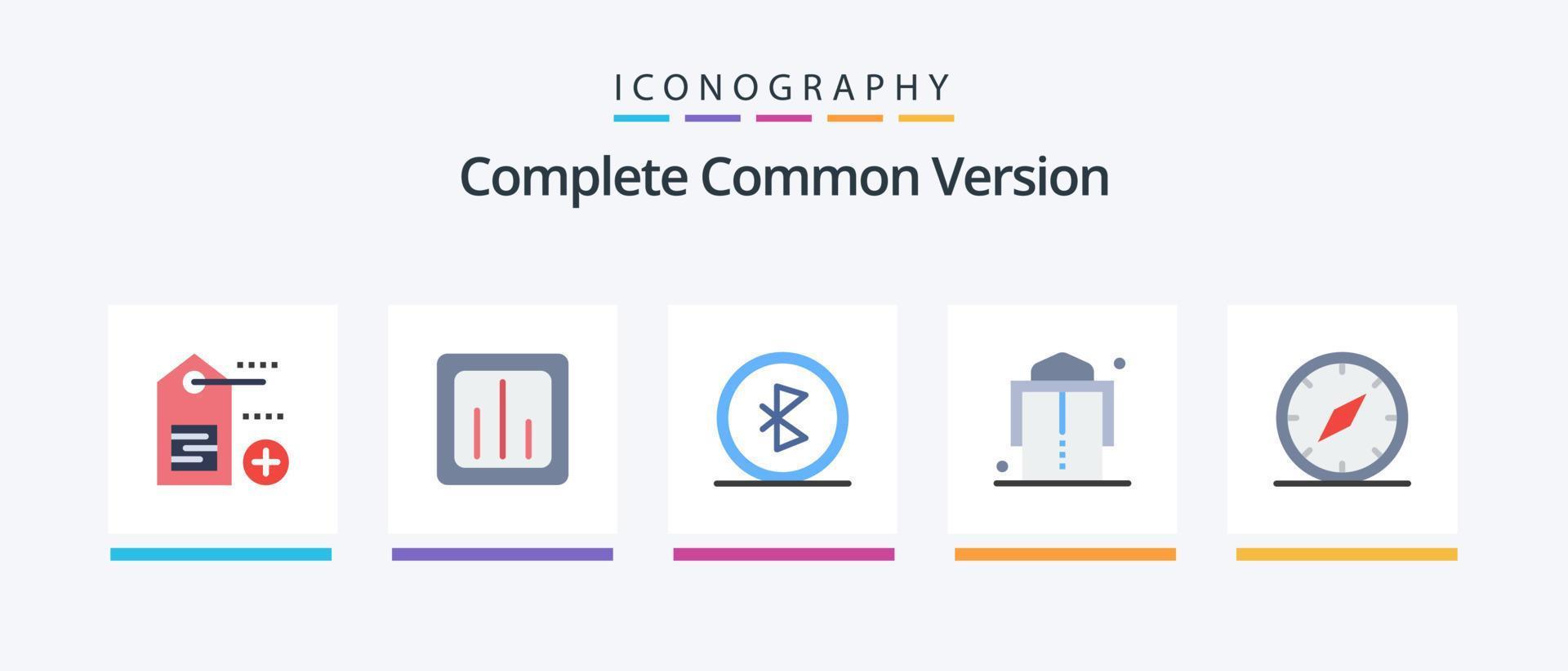 Complete Common Version Flat 5 Icon Pack Including direction. girdle. bluetooth. fashion. wireless. Creative Icons Design vector