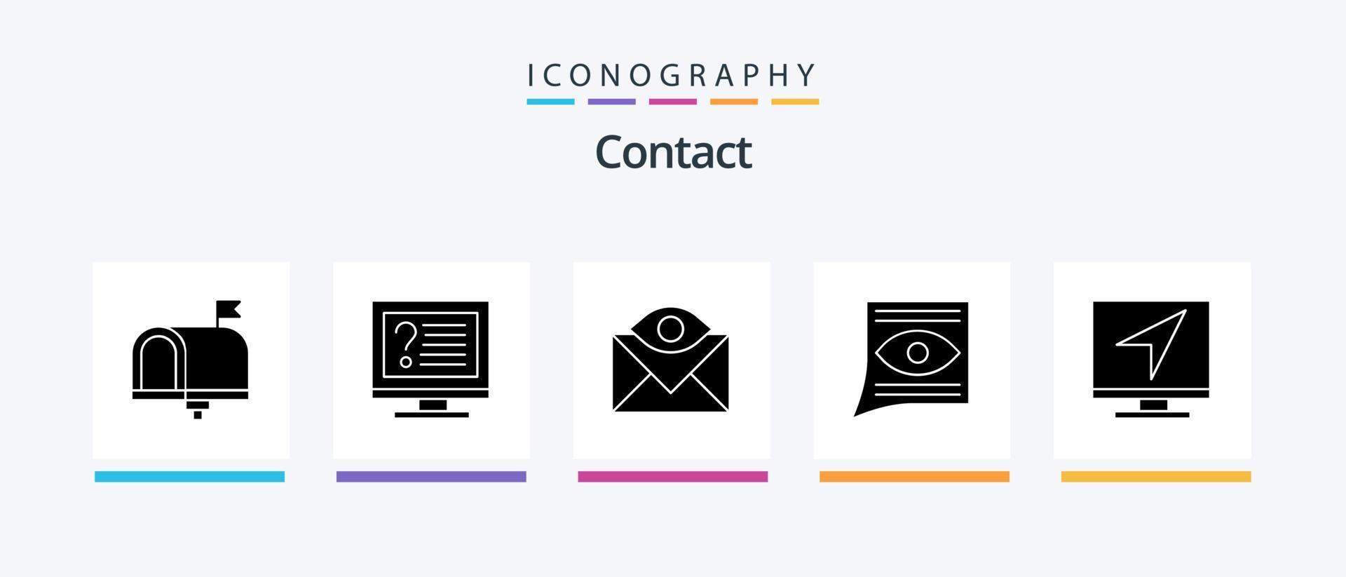 Contact Glyph 5 Icon Pack Including email. communication. info. inbox. contact us. Creative Icons Design vector