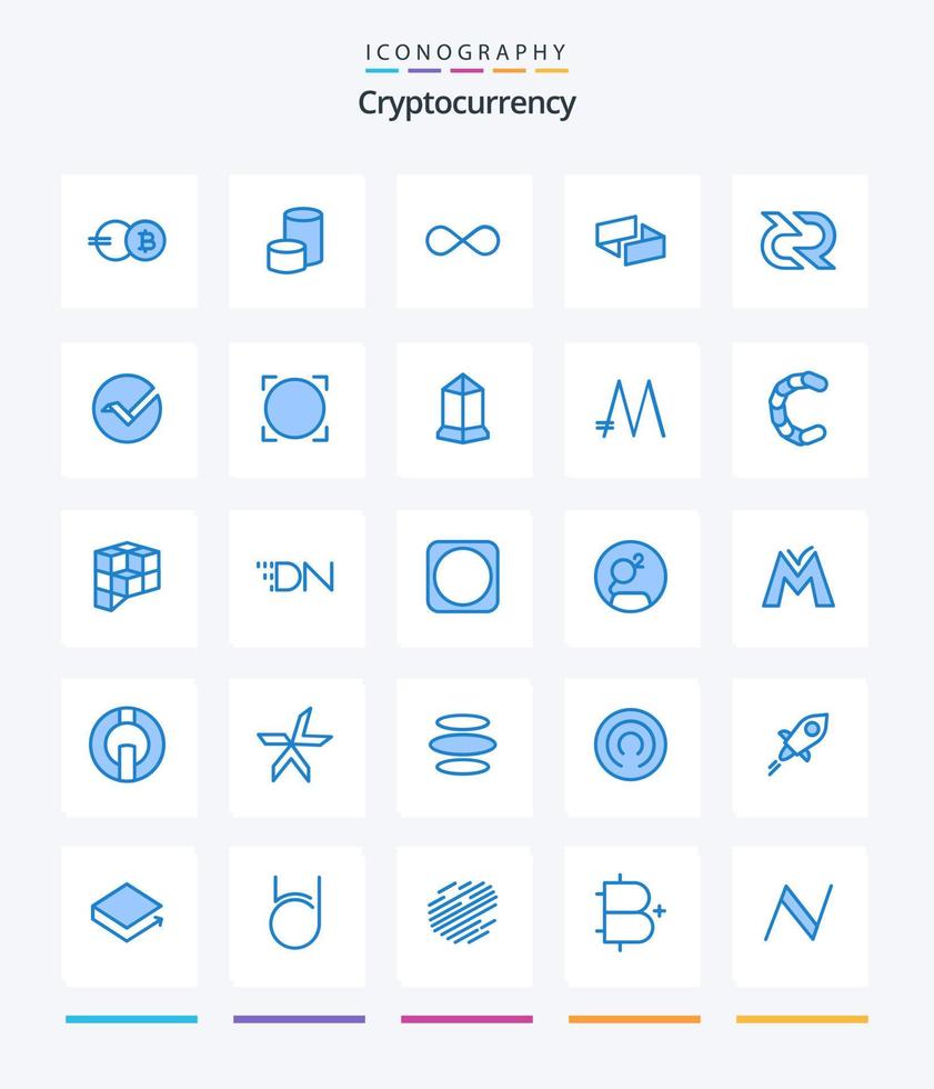 Creative Cryptocurrency 25 Blue icon pack  Such As decreed. crypto. infinite coin. coin. currency vector