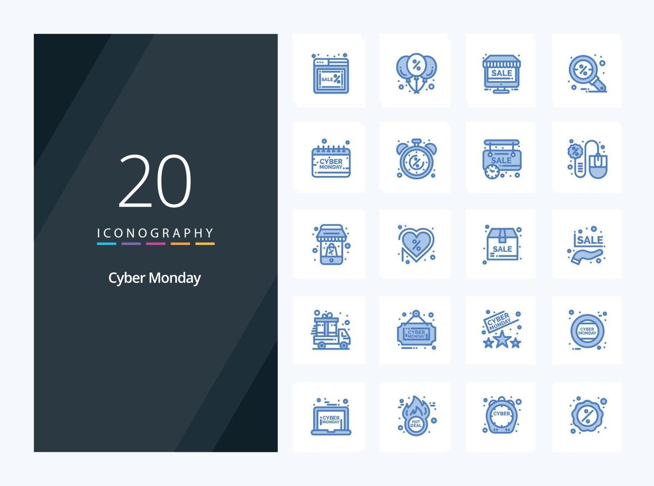 20 Cyber Monday Blue Color icon for presentation vector