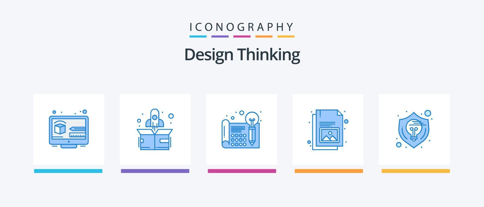 Design Thinking paquete de iconos azul 5 que incluye diseño. imagen. diseño. galería. negocio. diseño de iconos creativos vector